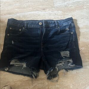 American Eagle Outfitters Dark Blue Distressed Jean Shorts